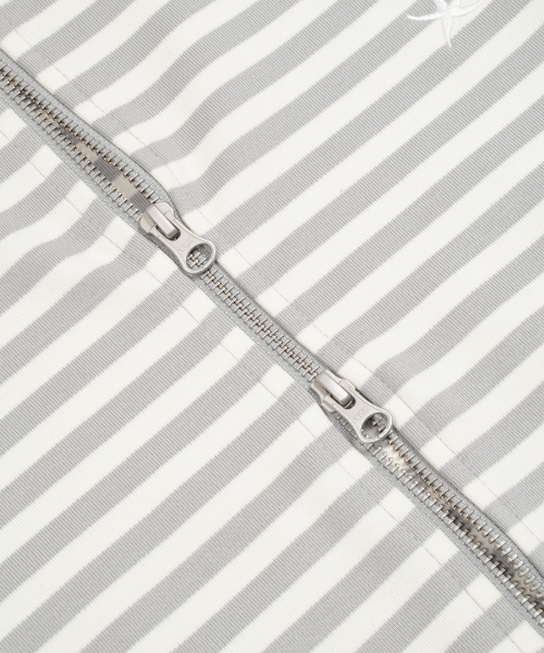 TCM stripe hooded zip-up (grey/whiteivory)