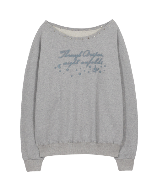 One Shoulder Boat Neck Sweat Shitrs Melange