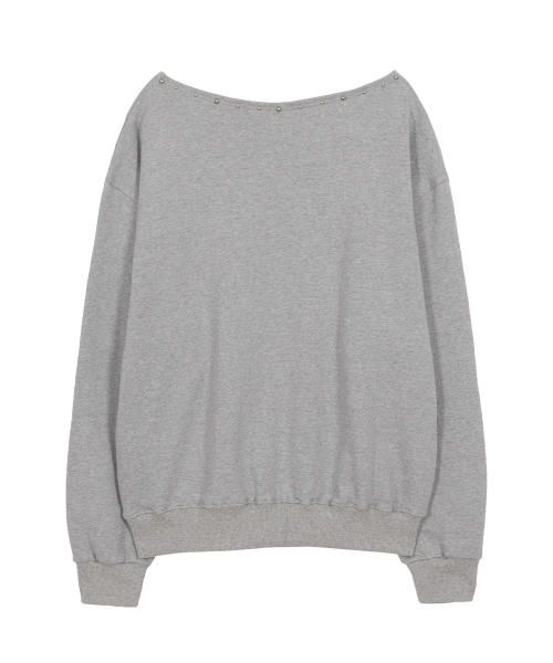 One Shoulder Boat Neck Sweat Shitrs Melange