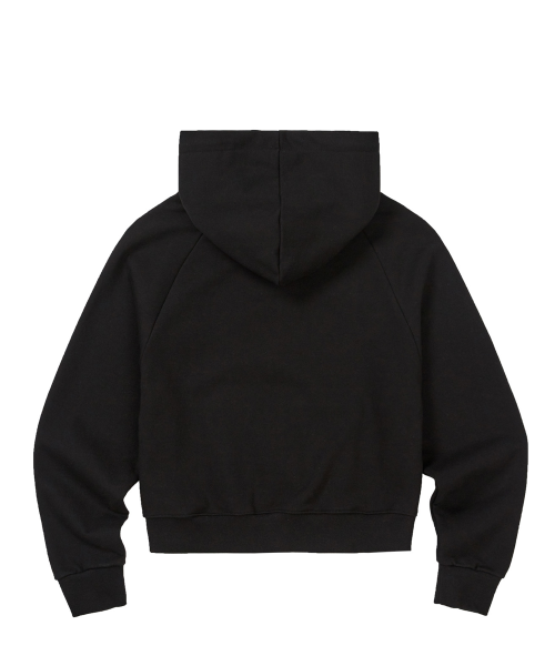 Check Applique Hoodie Zip-Up Black