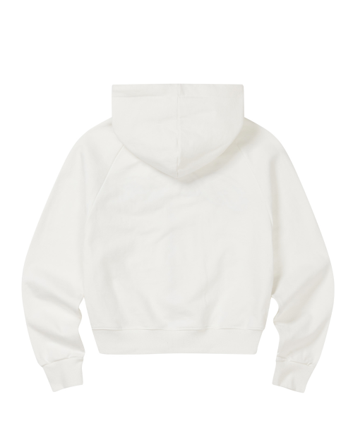 Check Applique Hoodie Zip-Up White