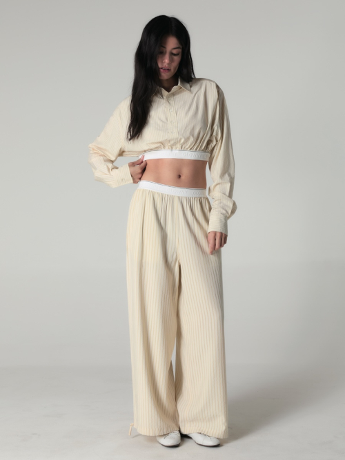 WILLY CROP SHIRT(BEIGE STRIPE)