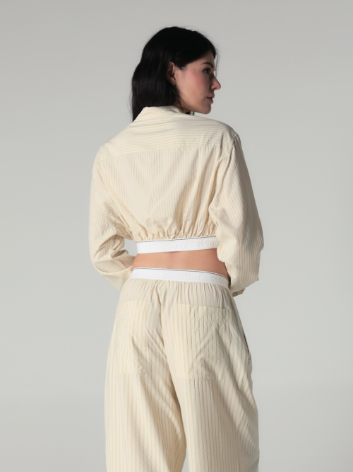 WILLY CROP SHIRT(BEIGE STRIPE)