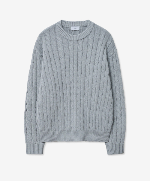 Cable Long Sleeves Knit Top (Gray) TNSW5E102G2