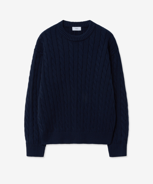 Cable Long Sleeves Knit Top (Navy) TNSW5E102N2