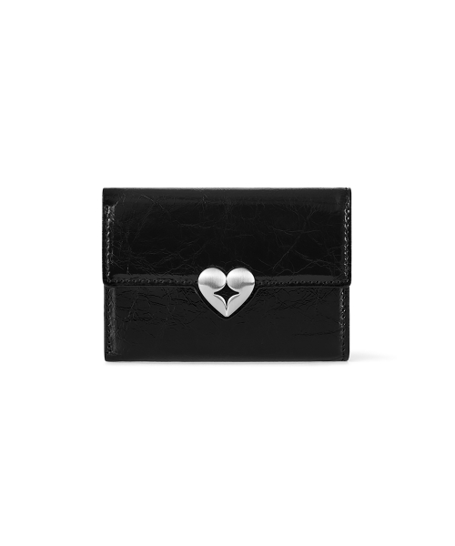 HEARTY FLAP WALLET - BLACK