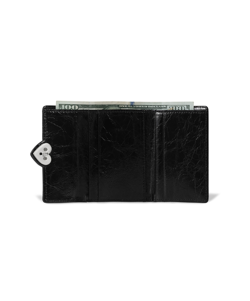 HEARTY FLAP WALLET - BLACK