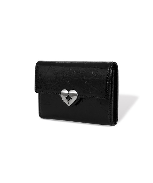 HEARTY FLAP WALLET - BLACK