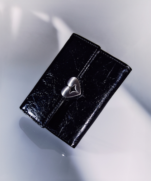 HEARTY FLAP WALLET - BLACK