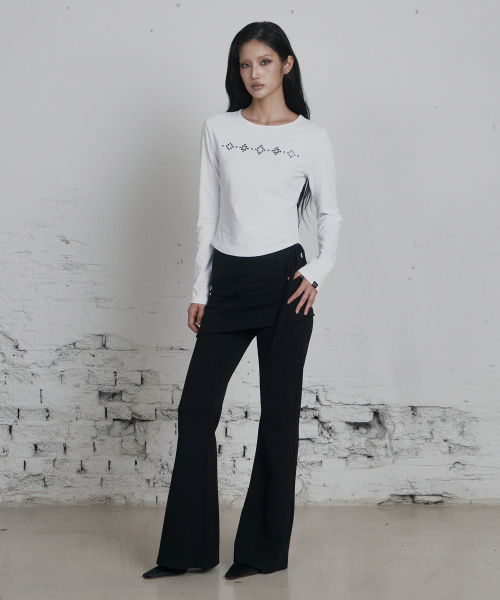 C LAYERED SKIRT PANTS_BLACK