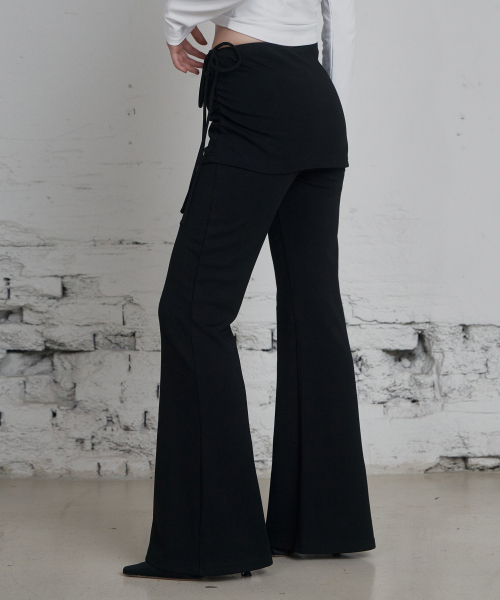 C LAYERED SKIRT PANTS_BLACK