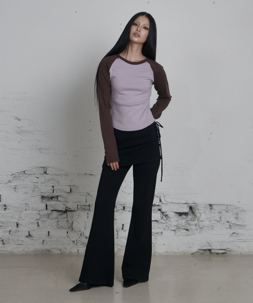 C LAYERED SKIRT PANTS_BLACK
