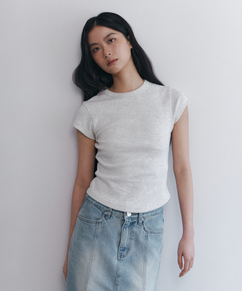C 90S LINE BASIC T-SHIRT_LIGHT GREY