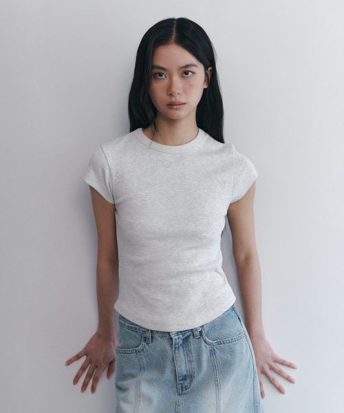 C 90S LINE BASIC T-SHIRT_LIGHT GREY