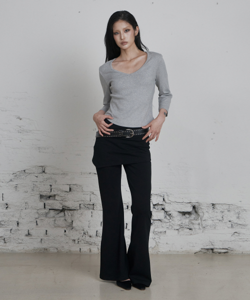 C 90S LINE V-NECK T-SHIRT_GREY