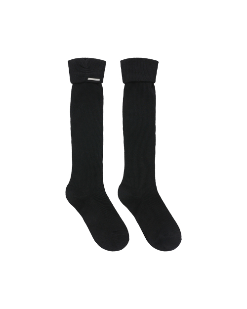 Shirring knee socks BLACK