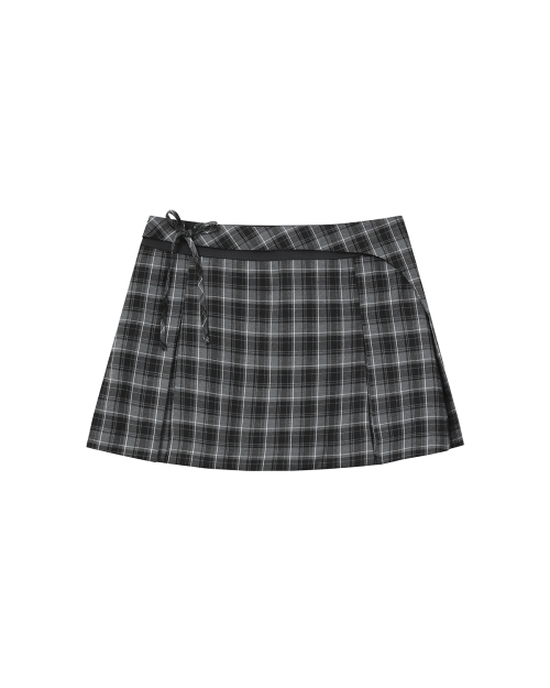 Pocket layered check skirt CHARCOAL