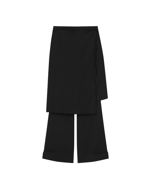 Draped midi skirt pants SET BLACK