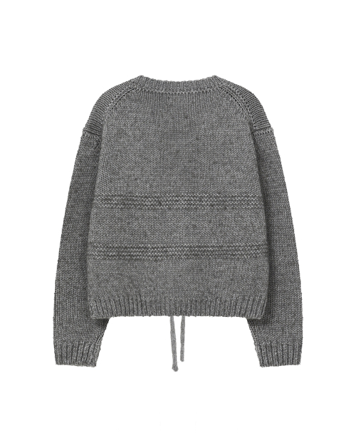Bow over cardigan CHARCOAL