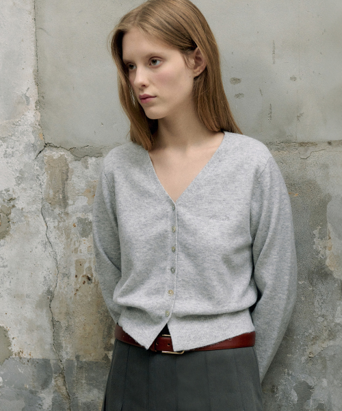 V NECK BOKASHI CARDIGAN LIGHT GRAY