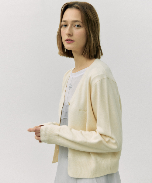 V NECK BOKASHI CARDIGAN CREAM