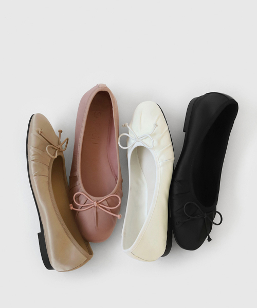 Melanie Pleated Ribbon Flats (1cm)