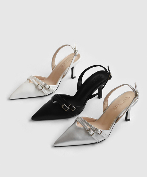 Lencia Buckle Strap Slingback Heels (5 / 7cm)