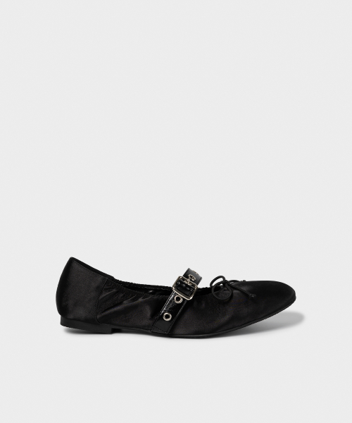 SATIN SHIRRING BALLERINA FLATS / 3 COLORS