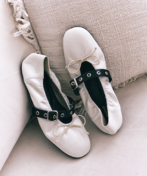 SATIN SHIRRING BALLERINA FLATS / 3 COLORS