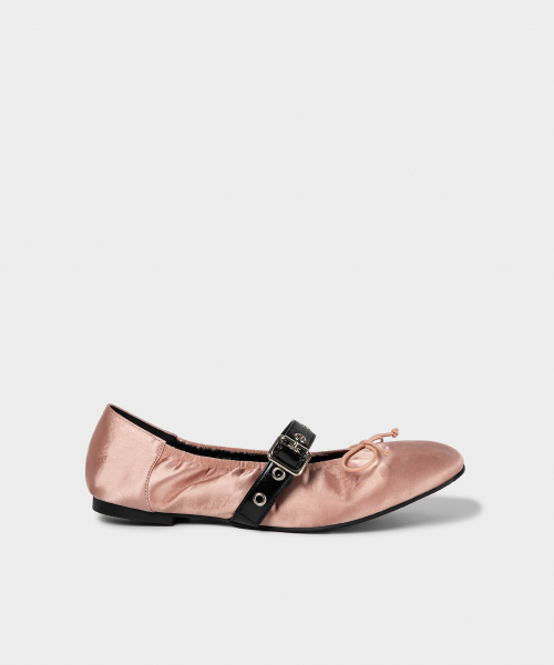 SATIN SHIRRING BALLERINA FLATS / 3 COLORS