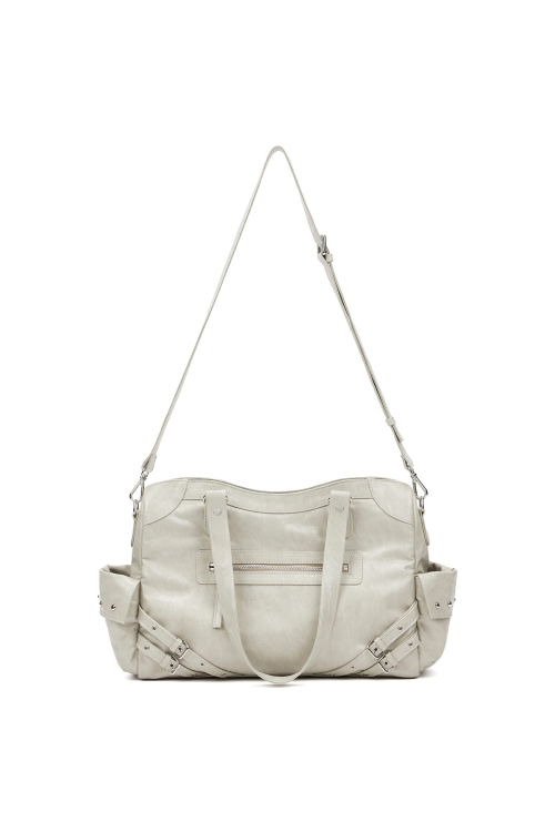 STUD POCKET BIG BAG IN ASH BEIGE