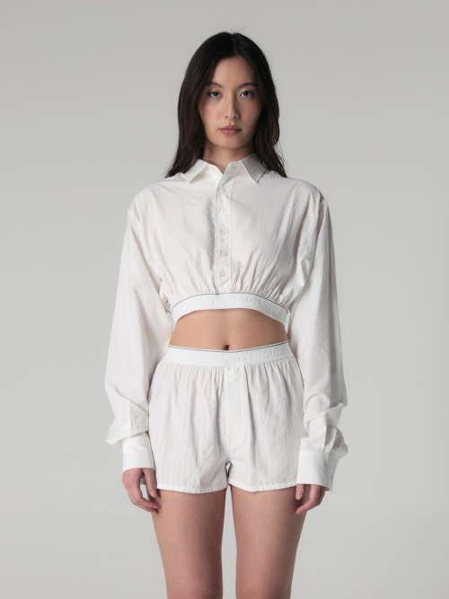WILLY CROP SHIRT(BEIGE STRIPE)