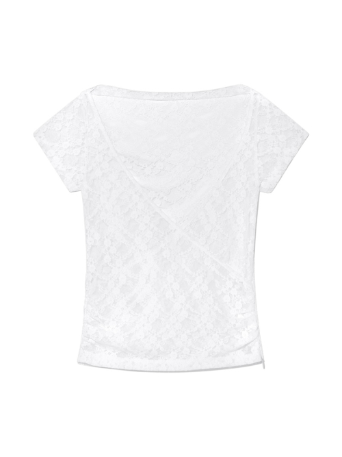 LUSH SWIRL LACE TEE(WHITE)