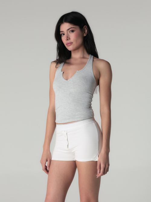 PURE MODAL SLIT TANK (WHITE MELANGE)