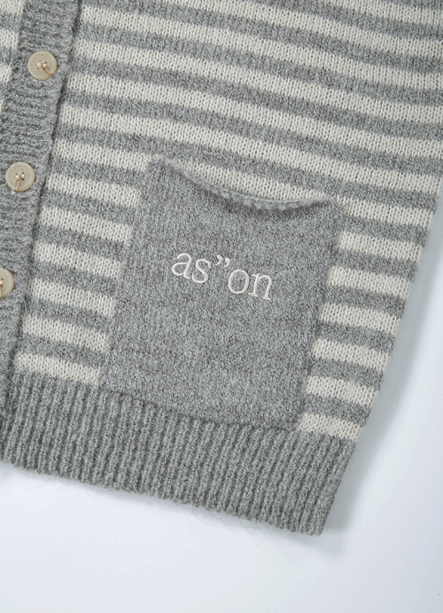NUT POCKET CARDIGAN / STRIPE GRAY