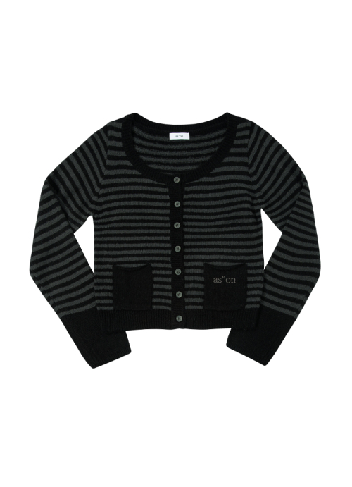 NUT POCKET CARDIGAN / STRIPE BLACK