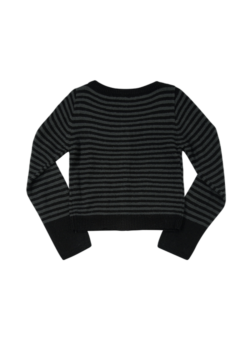 NUT POCKET CARDIGAN / STRIPE BLACK