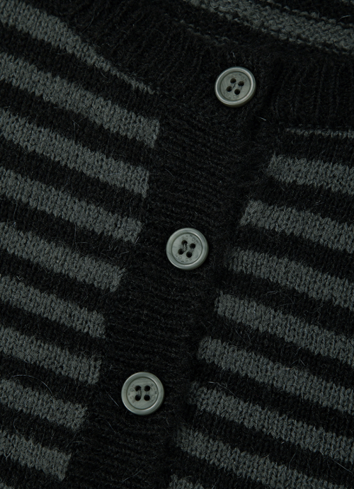 NUT POCKET CARDIGAN / STRIPE BLACK