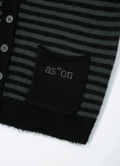 NUT POCKET CARDIGAN / STRIPE BLACK