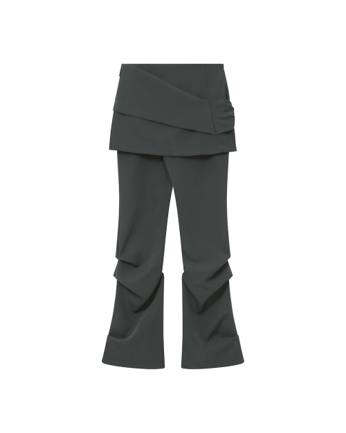 Draped shirt skirt pants SET CHARCOAL