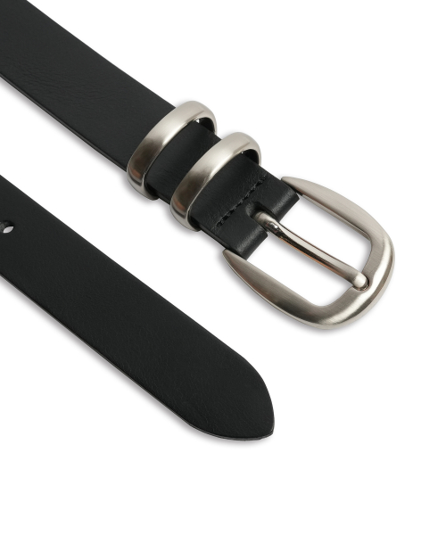 Cowhide Double Loop Belt BLACK