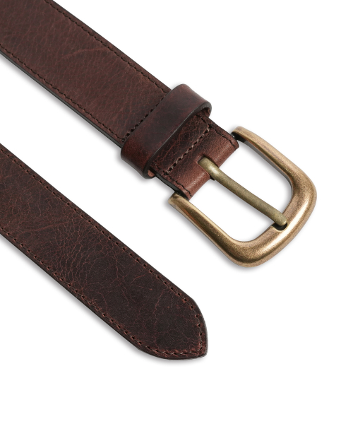 Cowhide Vintage Crack Leather Belt BROWN