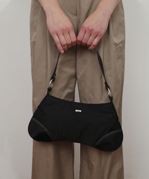 RIVET STITCH HOBO BAG - BLACK