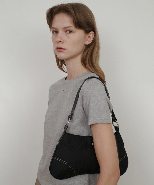 RIVET STITCH HOBO BAG - BLACK