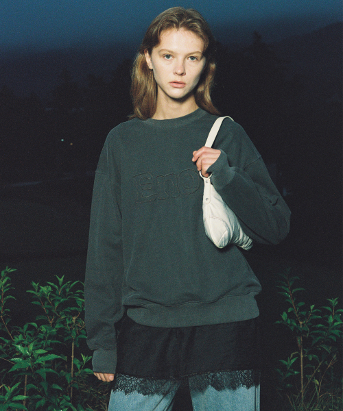 ENOR PATCH LOGO PIGMENT SWEATSHIRT - DARK GREY