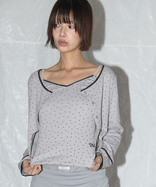 LACE STAR BASIC CARDIGAN_(GRAY)_F25QB092