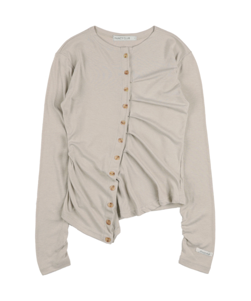 UNBALANCE SHIRRING CARDIGAN (BEIGE)_F25QB076