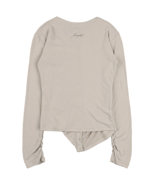 UNBALANCE SHIRRING CARDIGAN (BEIGE)_F25QB076