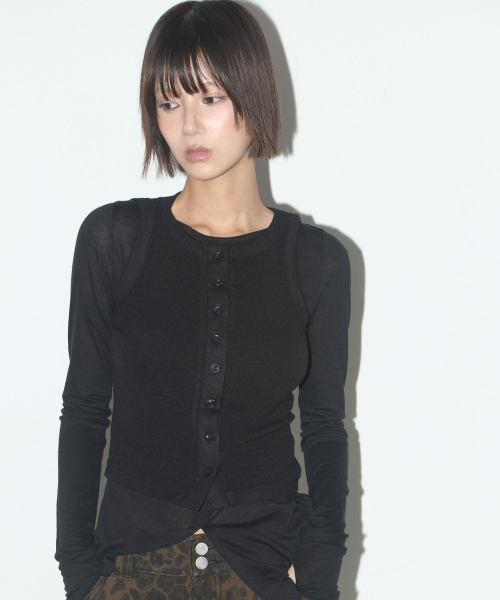 3-WAY BUTTON LAYERED LONG SLEEVE (BLACK)_F25QB079