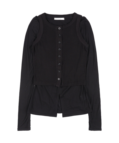 3-WAY BUTTON LAYERED LONG SLEEVE (BLACK)_F25QB079